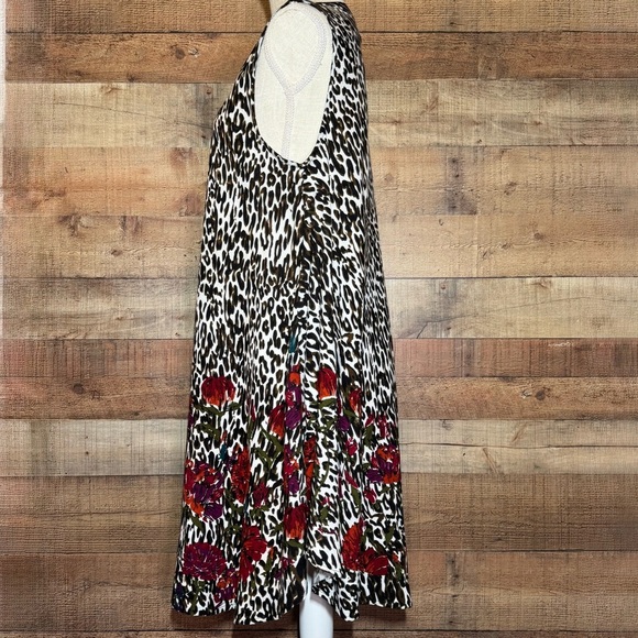 🌻 Flint & Moss Floral Leopard Sleeveless Sun Dress size Large Beach Boho - Picture 3 of 11